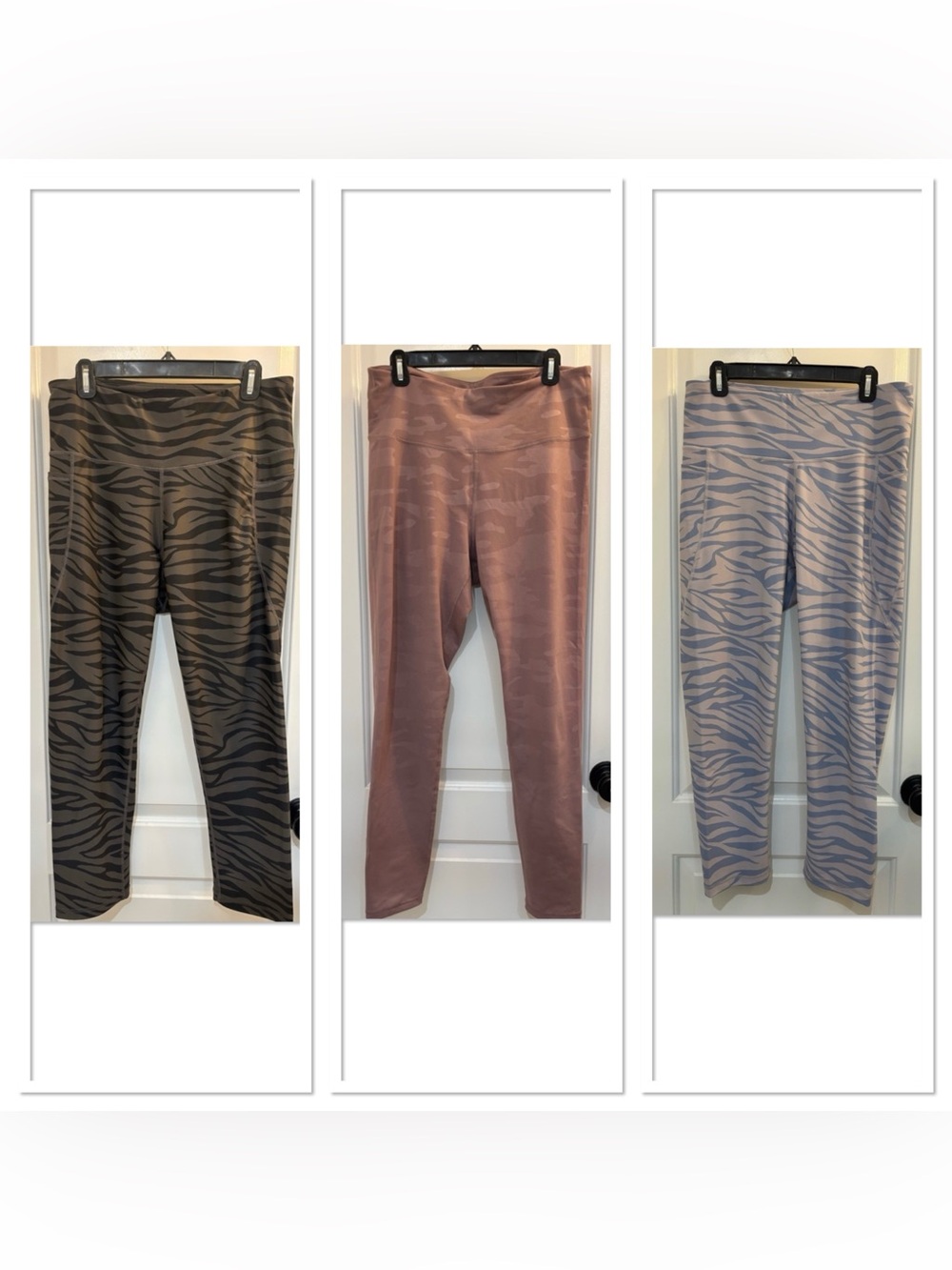 3 pairs of Compression Cropped Leggings Zebra Print XL Tall